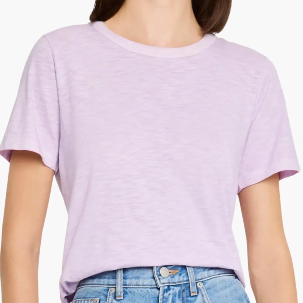 Veronica Beard Carla crewneck tee shirt short sleeves Soft Lilac 100% cotton
